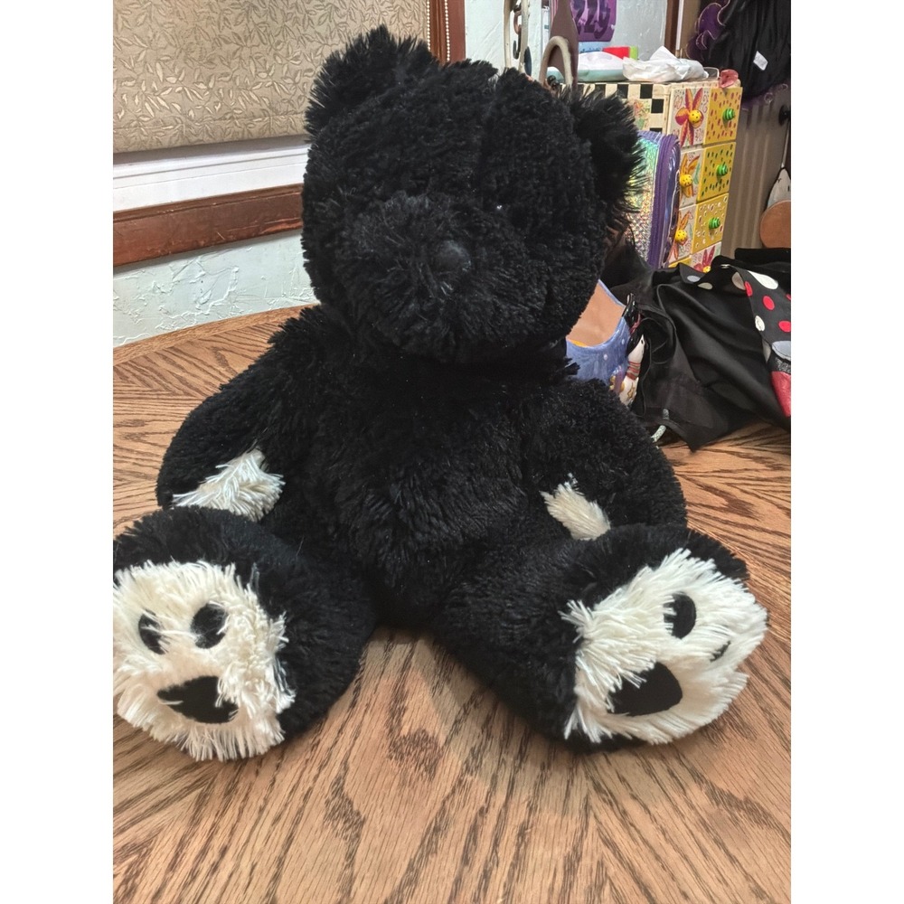 Black Bear Plush‎ Toy soft cuddle lovey fluffy cute snuggle